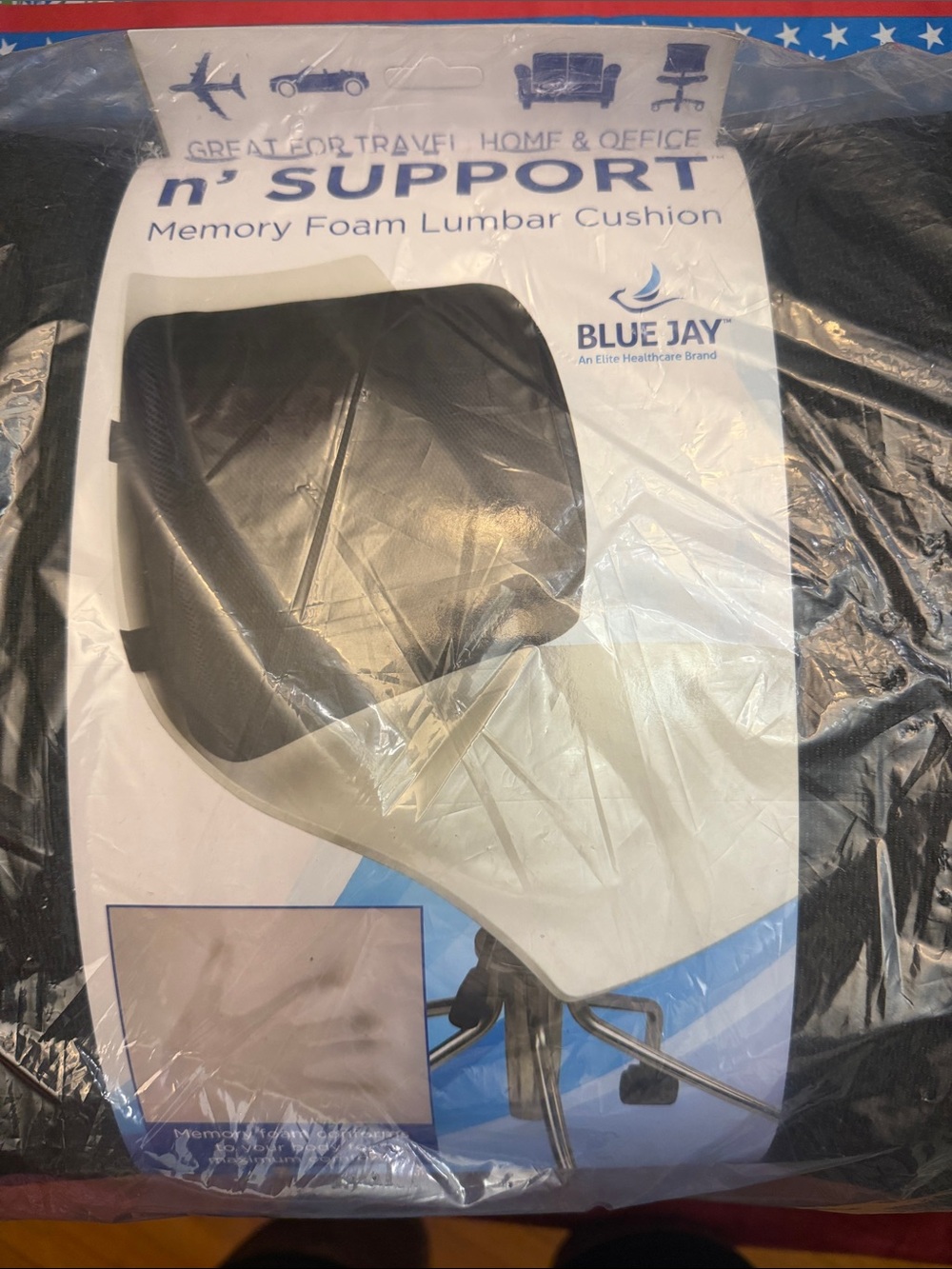 Blue Jay Black Memory Foam Lumbar Support Cushion